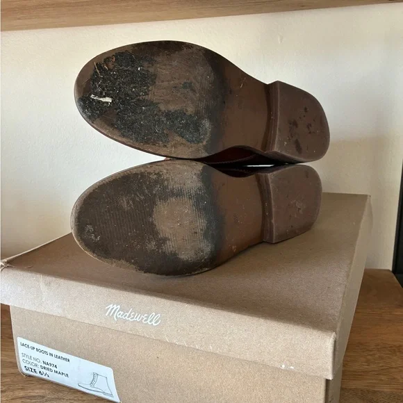 Madewell Women’s Kellie Lace Up Boot Dried Maple Leather Boots - Picture 9 of 10